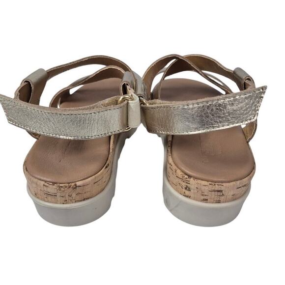 The Flexx SHEA Curtis Gold Metallic Leather Wedge sneaker Sandals Sz 7.5 Strappy - Picture 4 of 6